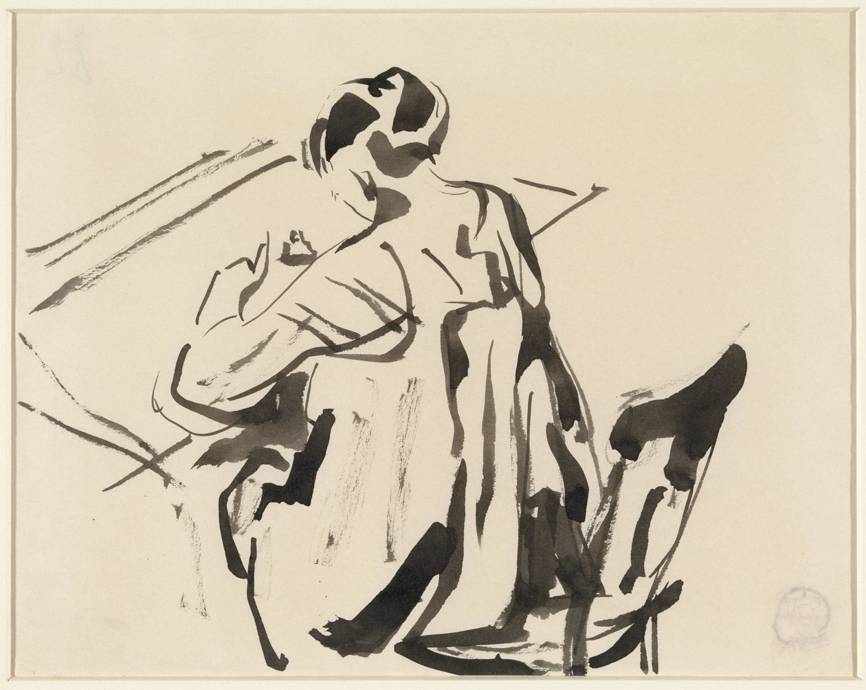 Femme écrivant, vue de dos - Rik Wouters