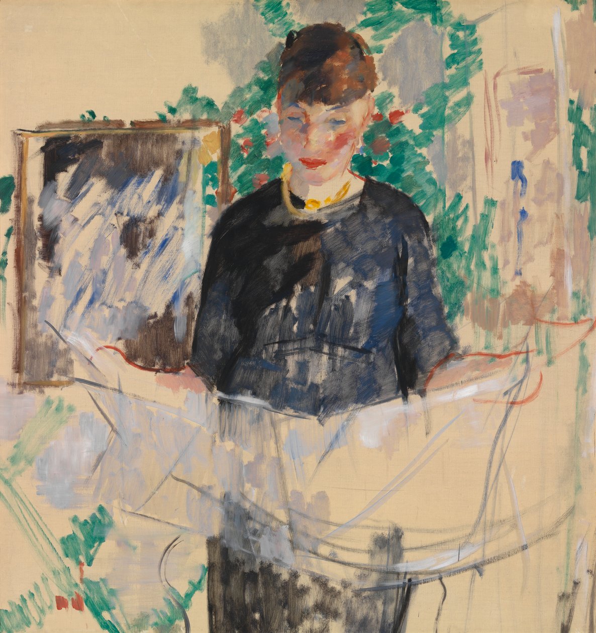 Femme en noir lisant le journal - Rik Wouters
