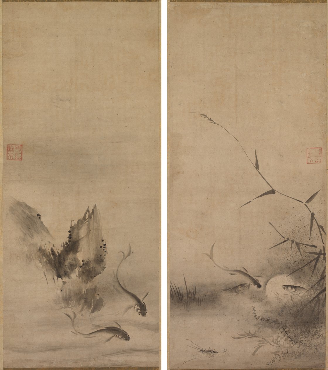 Poisson et rocher ; Poisson et algues - Rinkyo