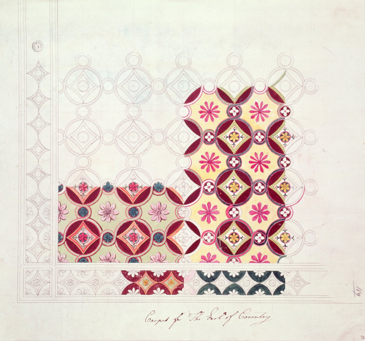 Conception de tapis pour le comte de Coventry, fin du XVIIIe siècle - Robert Adam