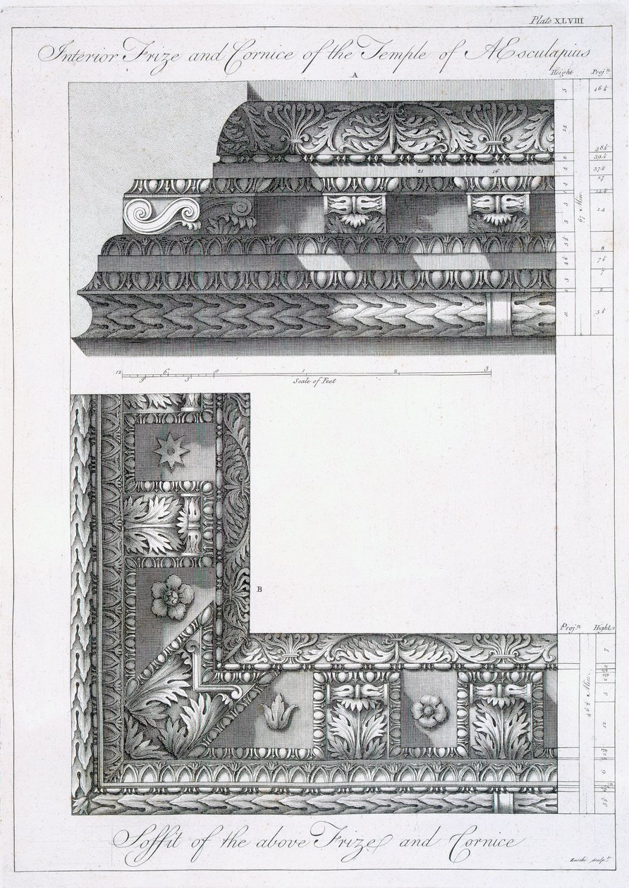 Frise intérieure et corniche du temple d