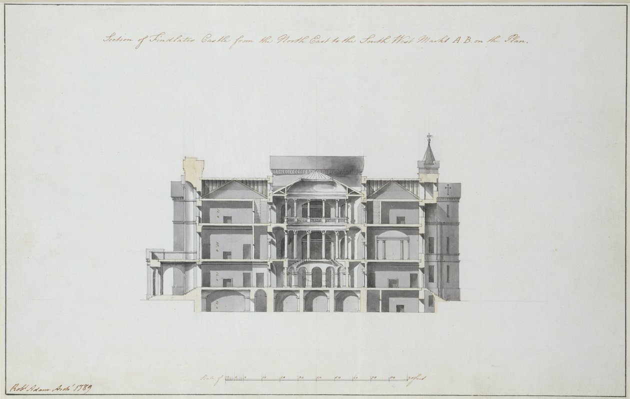 Section du château de Findlater du nord-est au sud-ouest, 1789 - Robert Adam