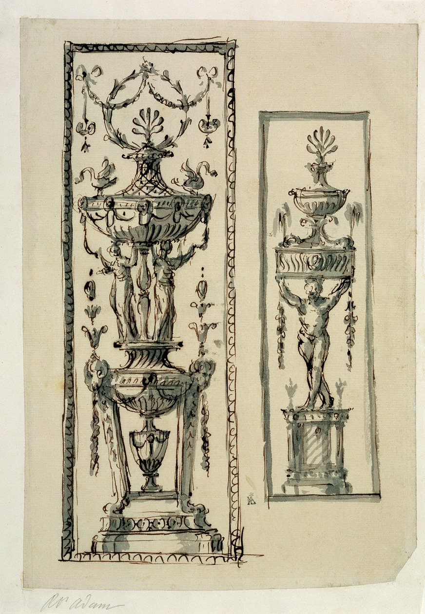 Dessins esquissés pour des panneaux ornés - Robert Adam