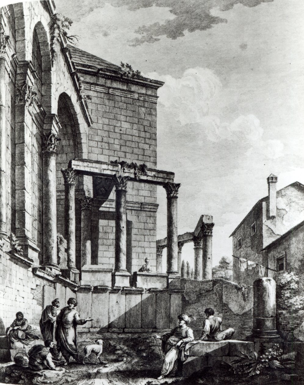 Le temple de Jupiter dans le palais de Dioclétien (245-313), empereur romain 284-305, à Split sur la côte dalmate, gravé par Francesco Bartolozzi, 1768 - Robert Adam