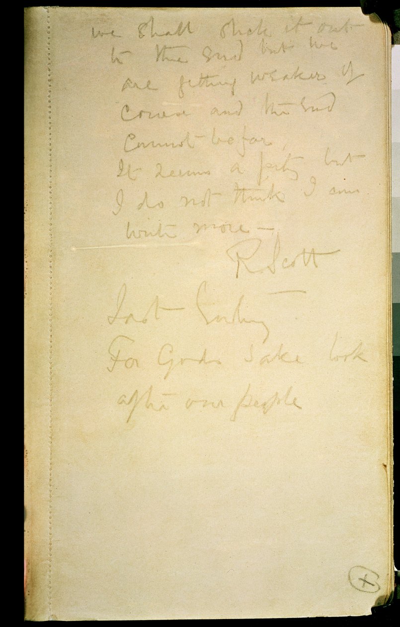 La dernière page de son journal, Antarctique, 29 mars 1912 - Robert Falcon Scott