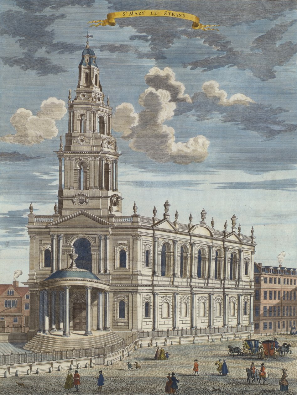 St. Mary le Strand, du livre des perspectives des lieux remarquables dans et autour de la ville de Londres, vers 1700 - Robert Morden