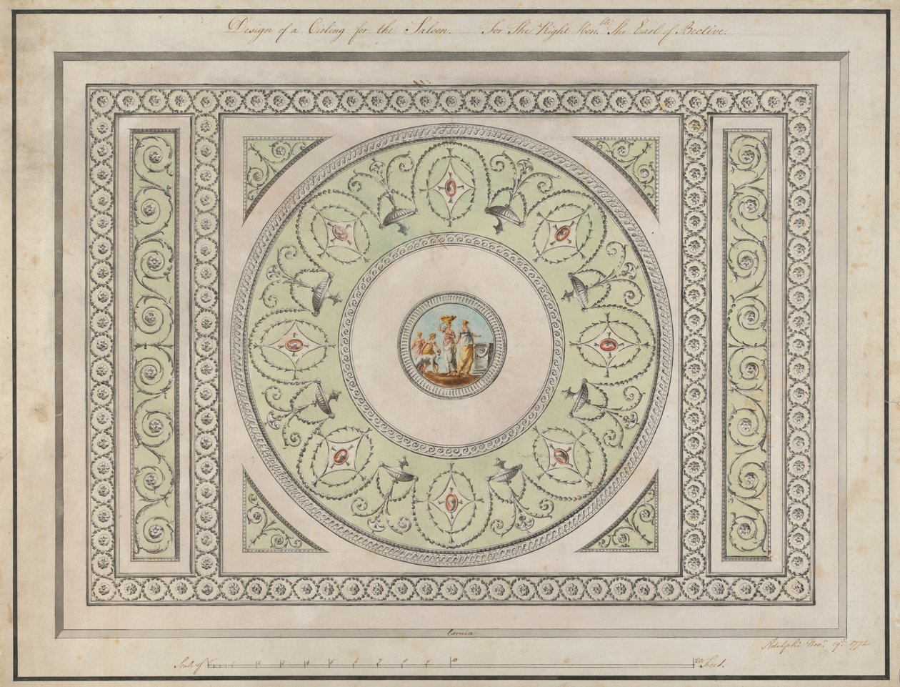 Headfort House, Irlande : Plafond du salon - Robert Adam