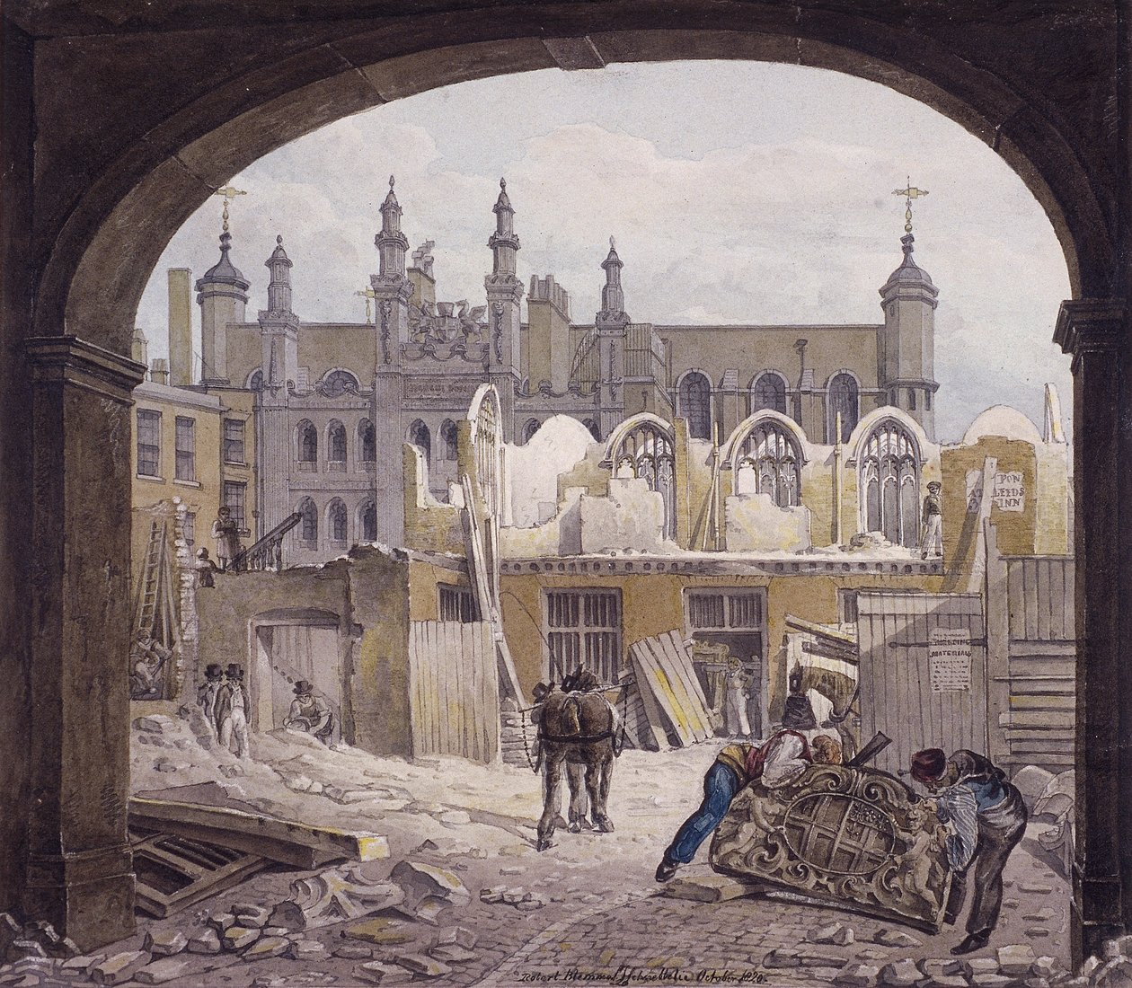Démolition de la chapelle de Guildhall, Londres - Robert Blemmell Schnebbelie