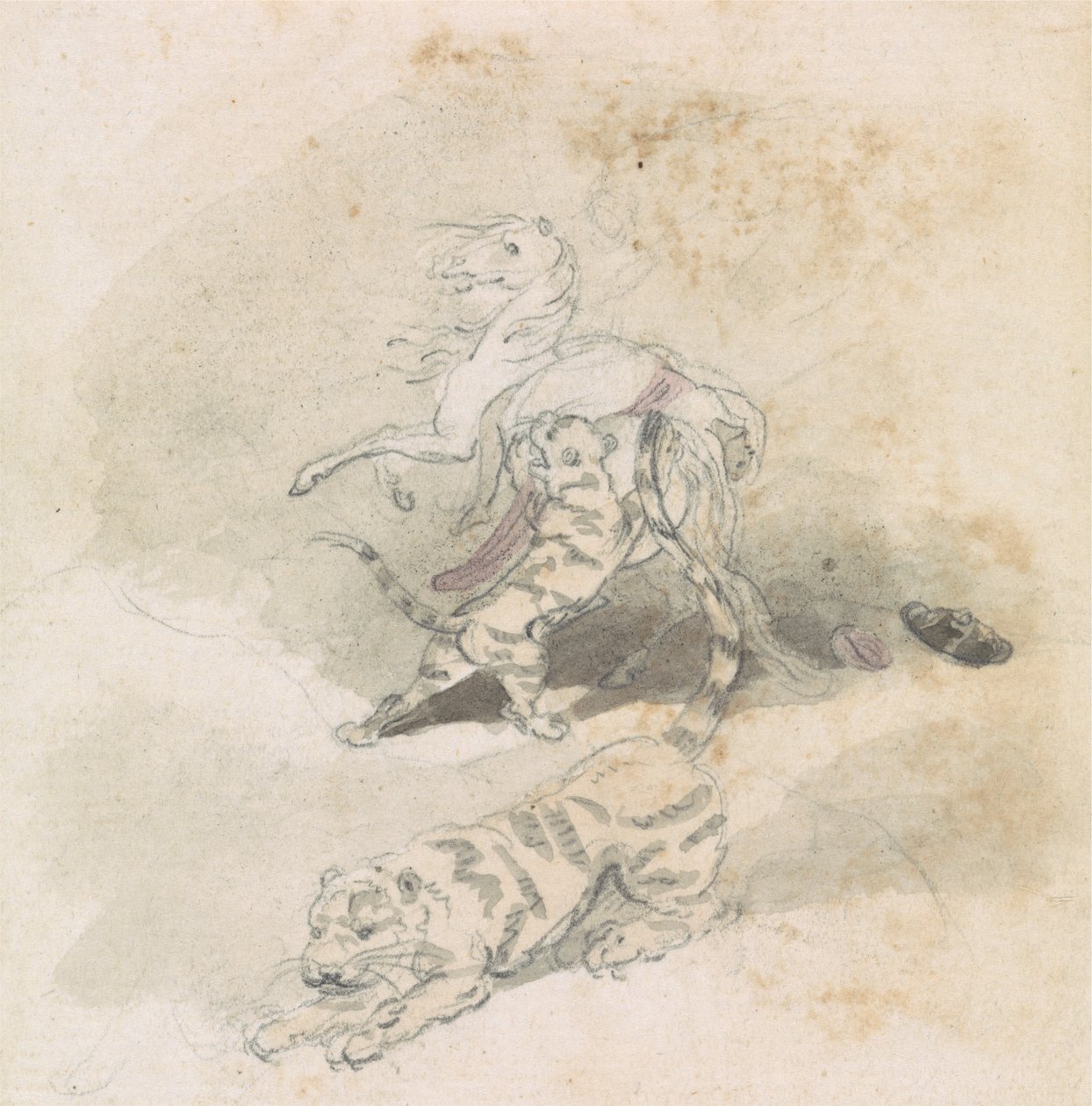 Un tigre attaquant un cheval - Robert Mabon