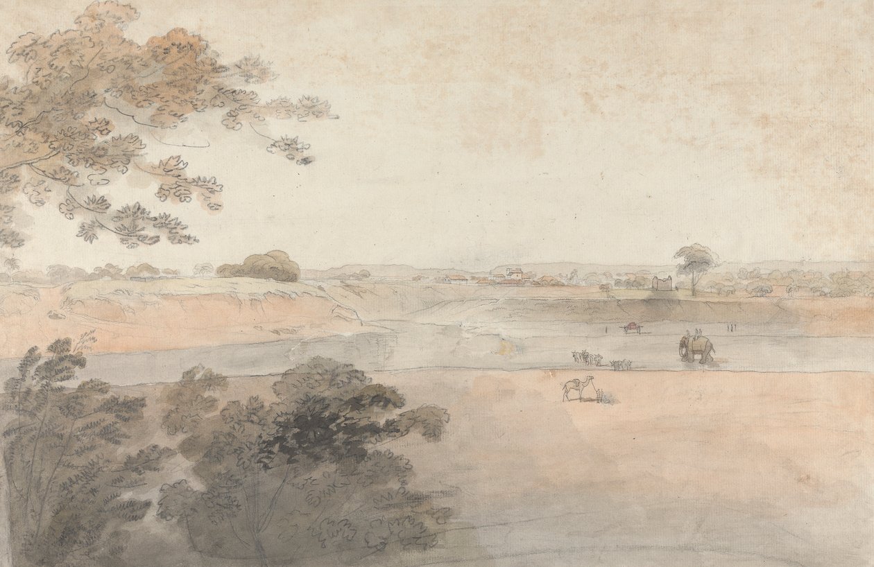 Paysage avec chameaux et éléphants - Robert Mabon