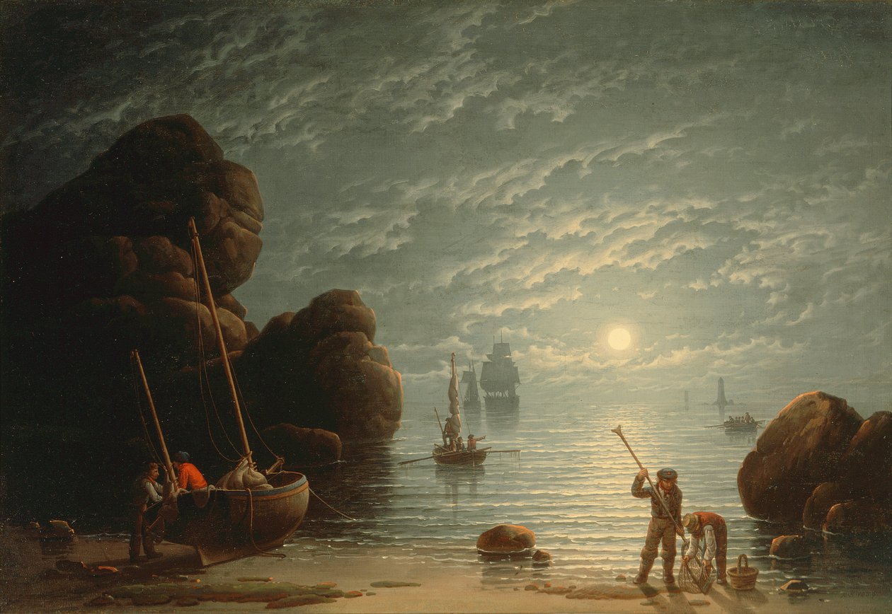 Scène côtière au clair de lune - Robert Salmon