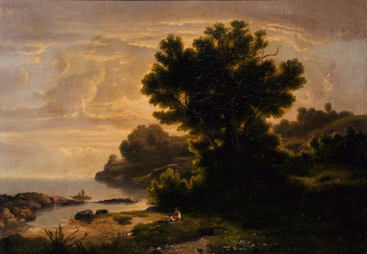Paysage avec famille près d