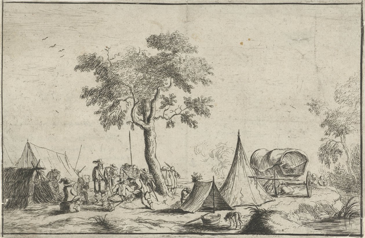 Campement avec une tente pointue - Robert van den Hoecke
