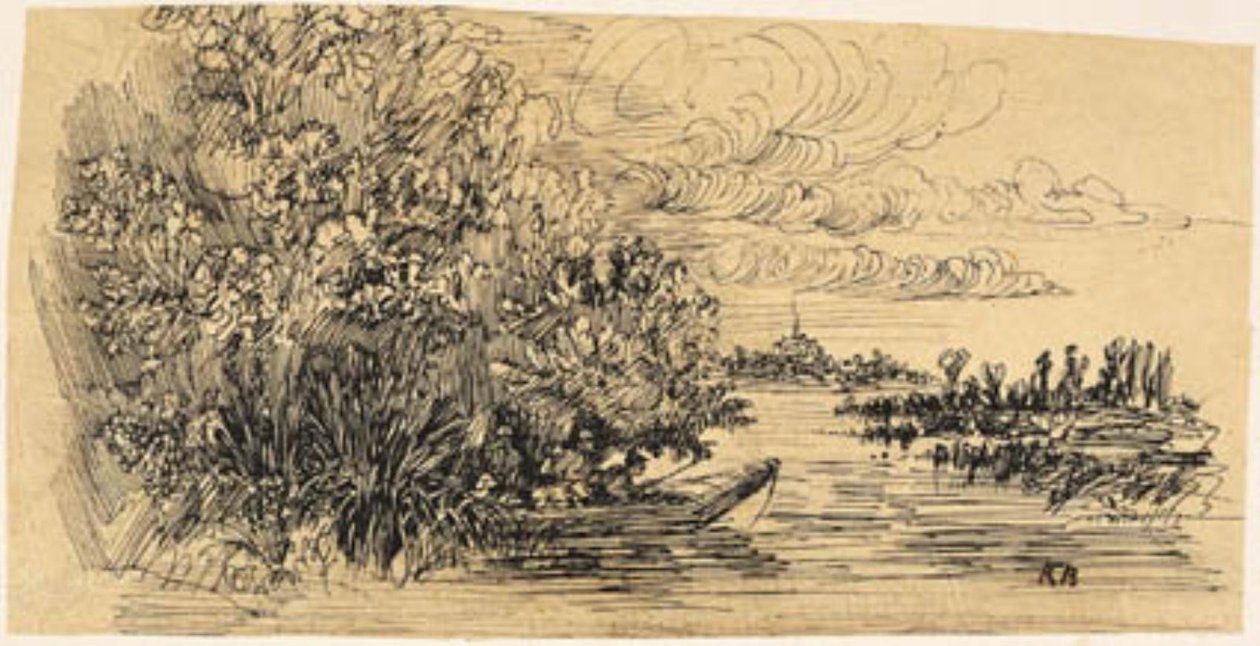 Chasseurs en embuscade dans un bateau - Rodolphe Bresdin