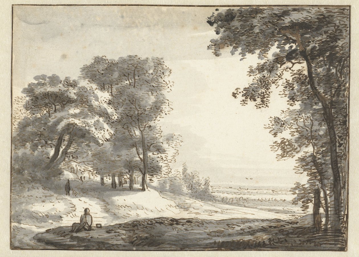 Paysage boisé avec un voyageur au repos - Roelant Roghman