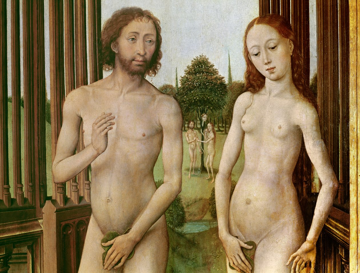 Triptyque de la Rédemption, panneau de gauche : Adam et Ève chassés du Paradis, 1455-59 - Rogier van der Weyden