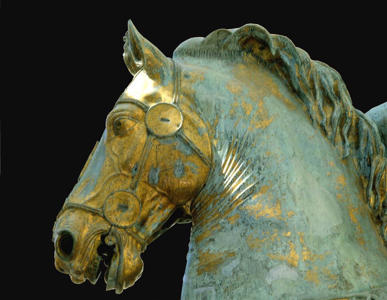 Détail de la statue équestre de Marc Aurèle (bronze) - Roman