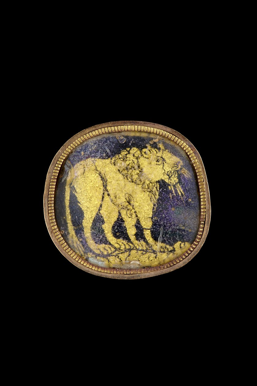 Médaillon avec un lion debout sur un sol inégal, 3ème-4ème siècle après J.-C. - Roman