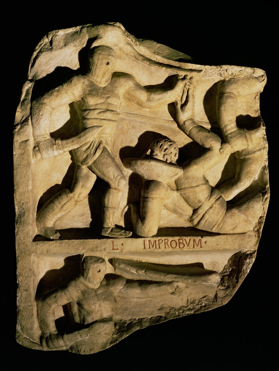 Relief représentant un samnite battant un rétiaire - Roman