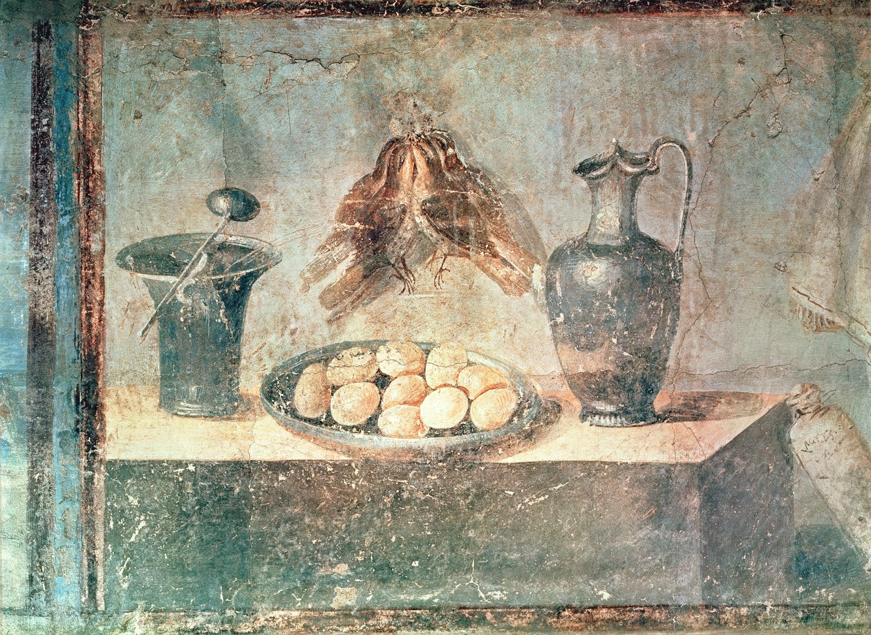 Nature morte avec œufs et grives, de la Villa di Giulia Felice, Pompéi - Roman