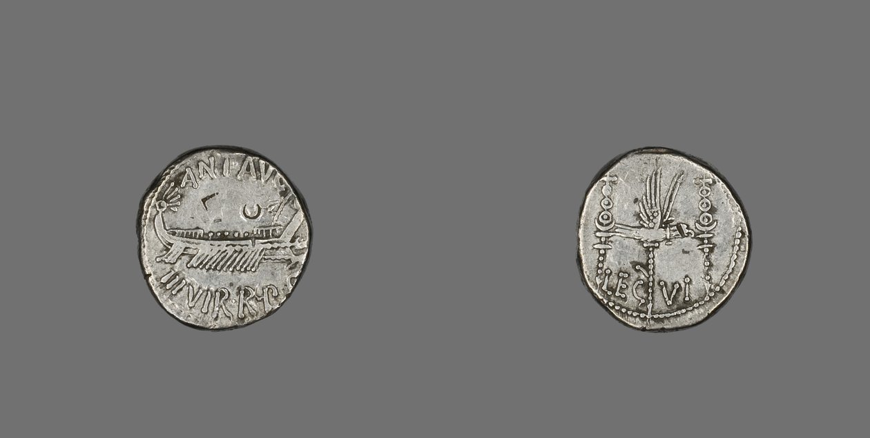 Denier représentant une galère, 31 av. J.-C. - Roman