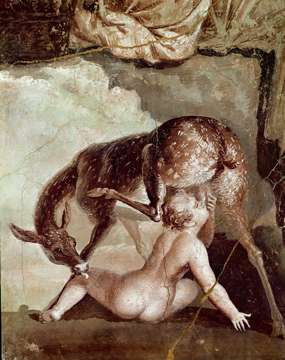 Téléphe allaité par la biche (fresque) - Roman