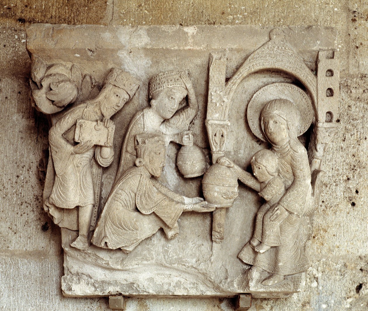Adoration des mages (chapiteau sculpté) - Romanesque
