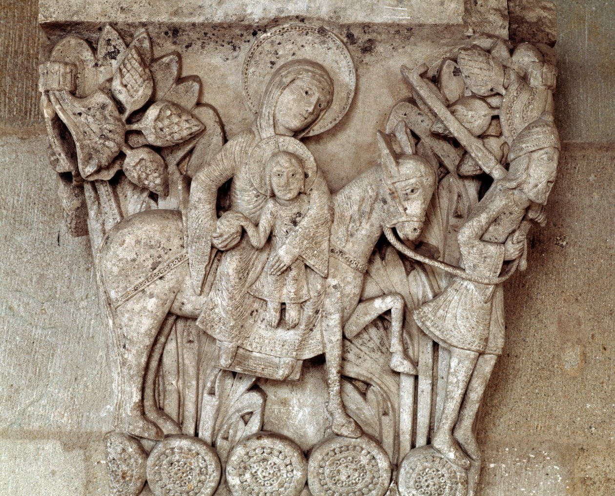 La fuite en Égypte (chapiteau sculpté) - Romanesque