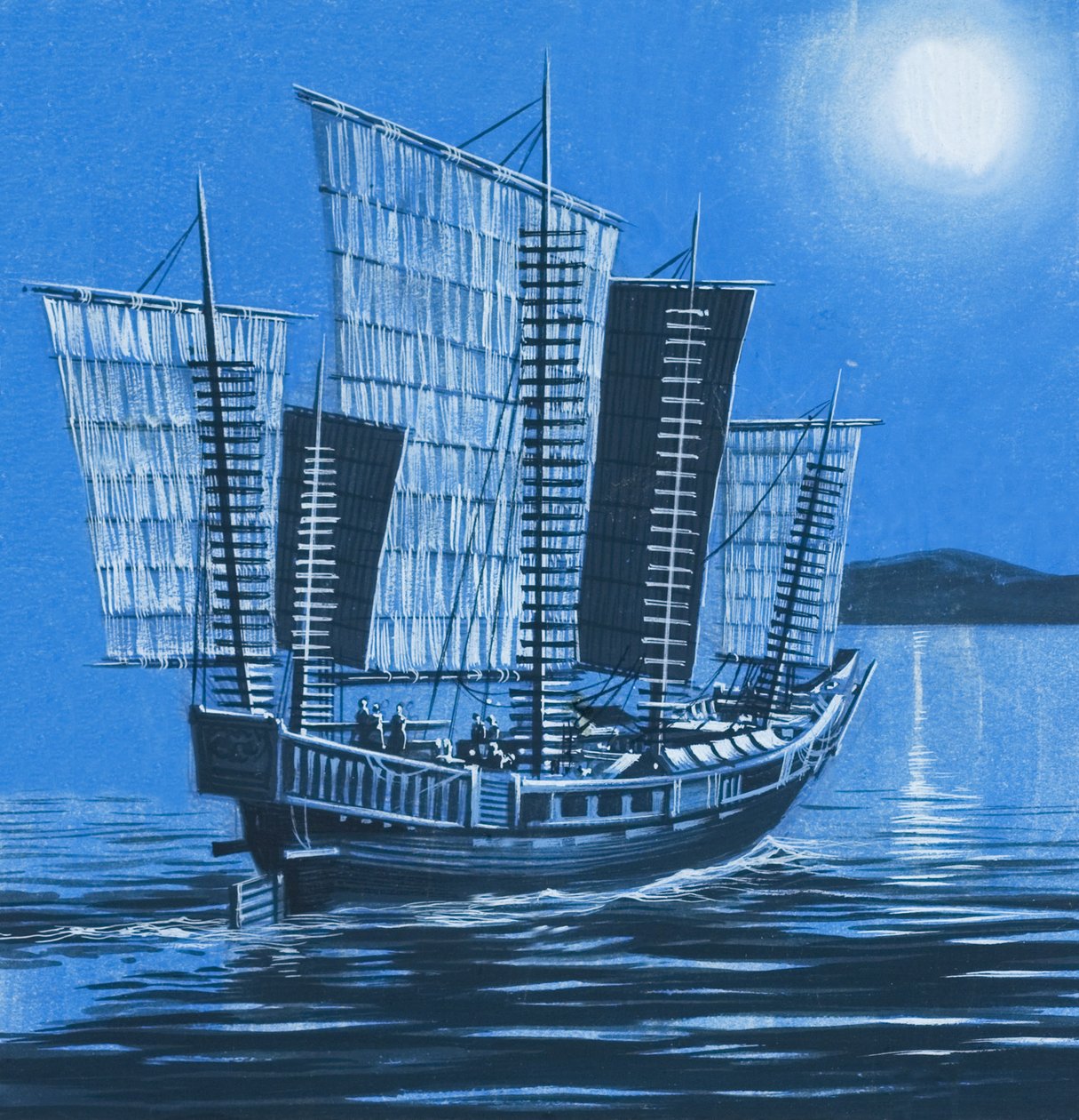 Bateau chinois (gouache sur papier) - Ron Embleton