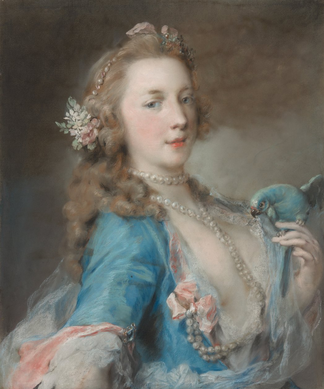 Jeune femme avec un perroquet - Rosalba Carriera