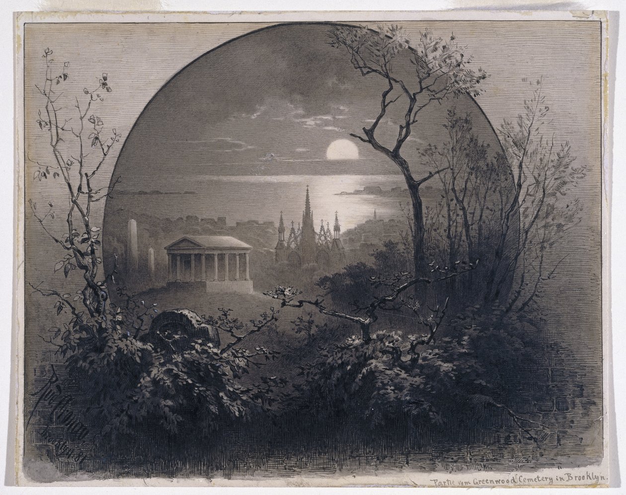 Vue du cimetière de Greenwood, Brooklyn, 1881 - Rudolf Cronau