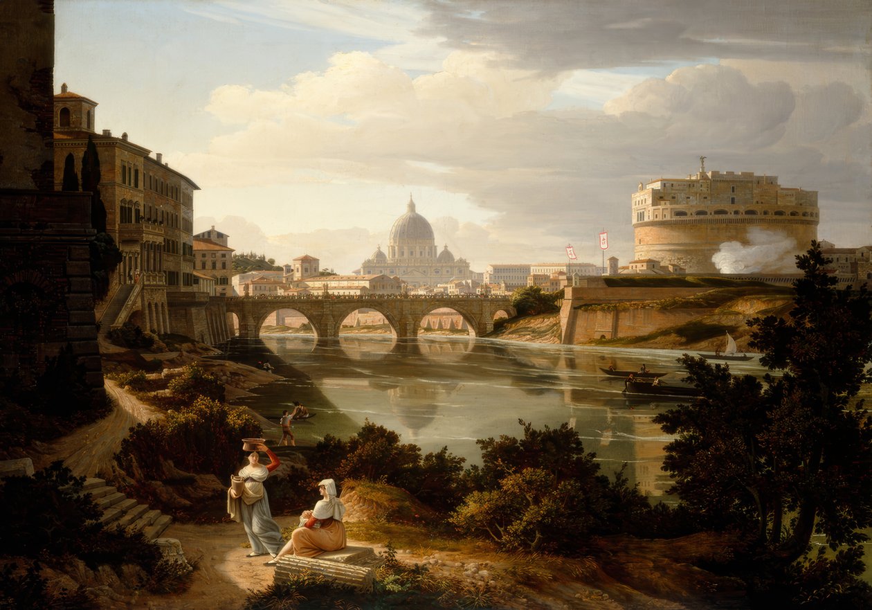 Rome, vue du Tibre vers le sud - Rudolf Wiegmann