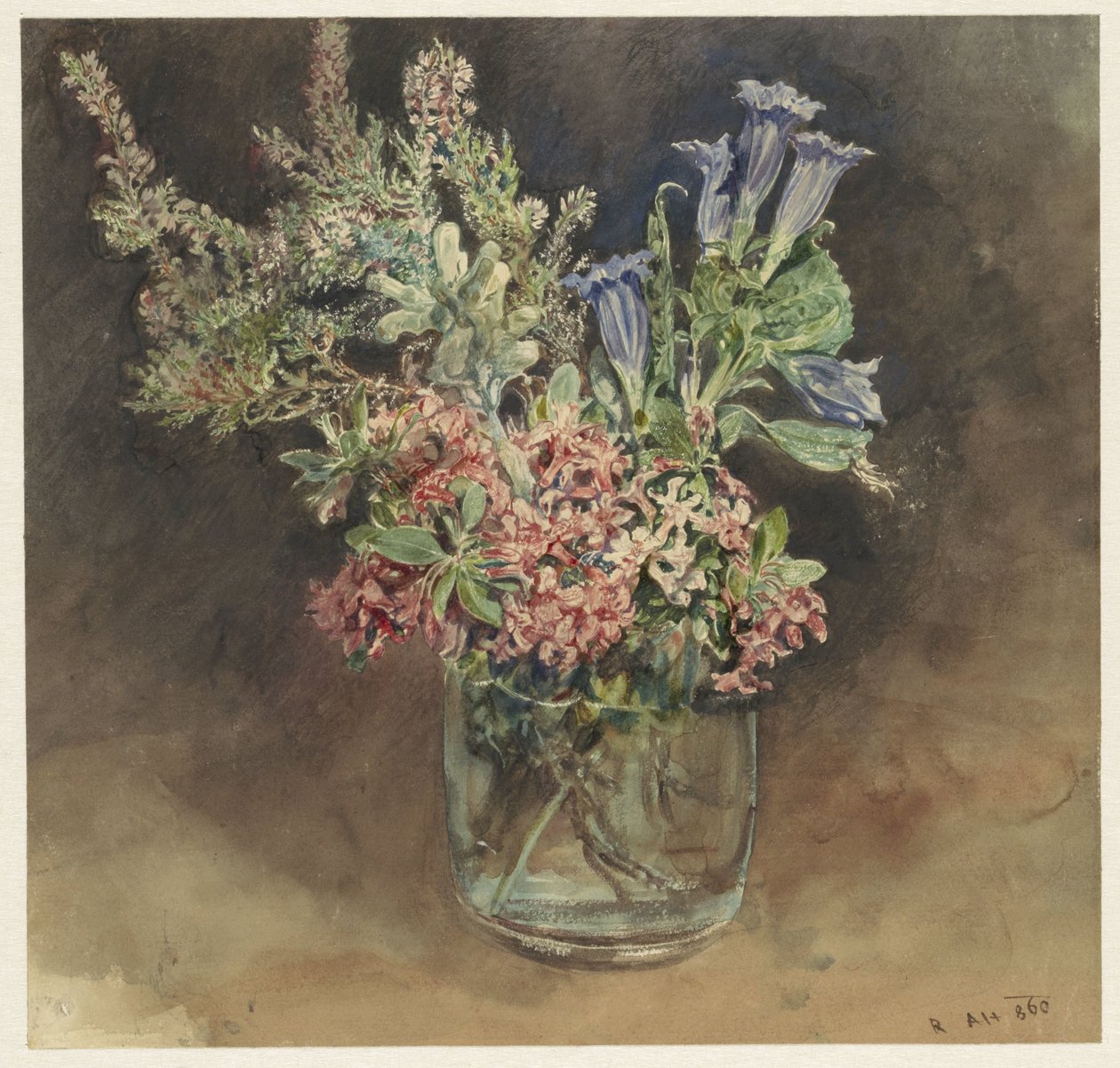 Verre avec des fleurs alpines - Rudolf von Alt