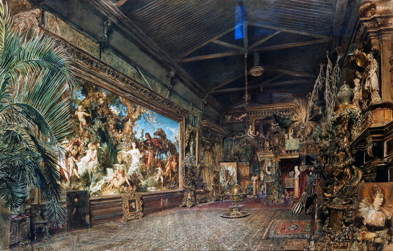 Studio de Hans Makart avant la vente aux enchères - Rudolf von Alt