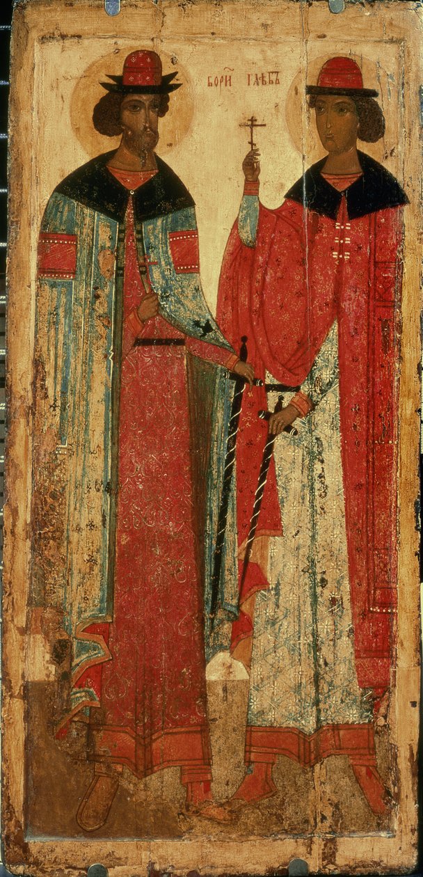 Saint Boris et Saint Gleb, Moscou, première moitié du XIVe siècle (tempera sur panneau) - Russian School