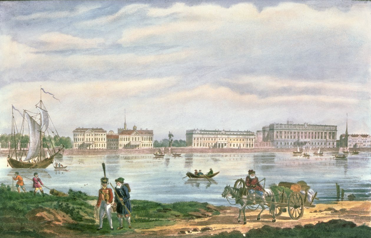 Le Palais de Marbre et le quai de la Neva à Saint-Pétersbourg, 1822 - Russian School