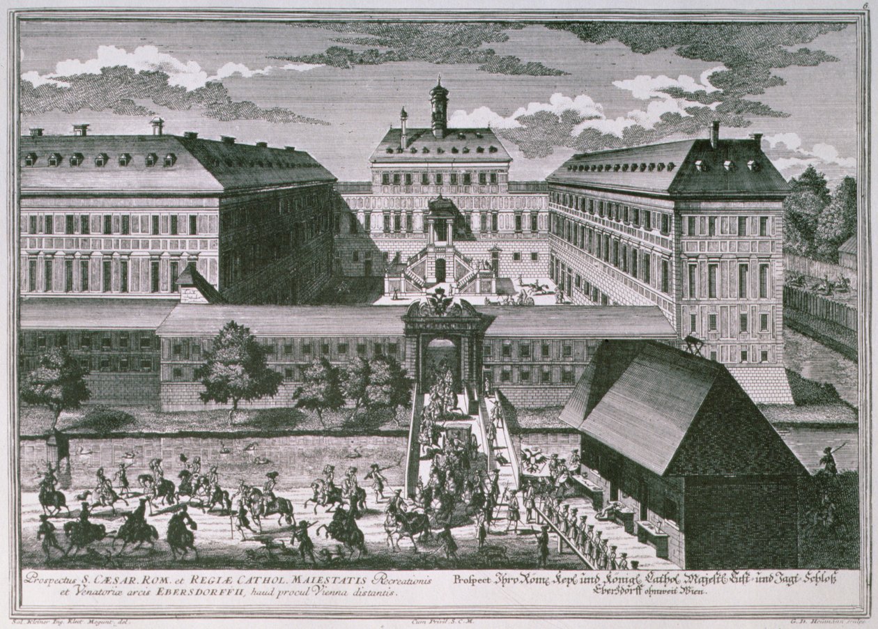 Vue du château Ebersdorff près de Vienne gravée par Georg-Daniel Heumann (1691-1759) - Salomon after Kleiner