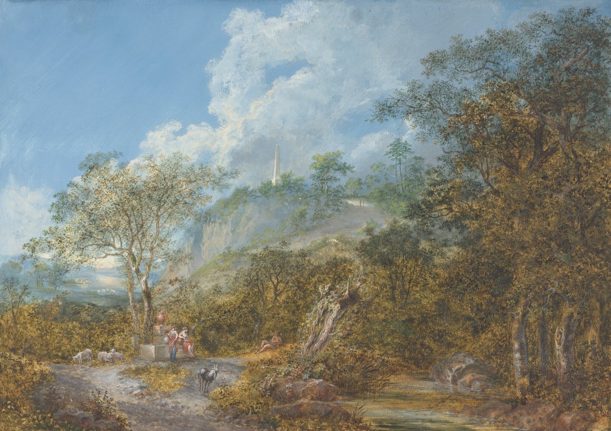 Paysage Arcadien avec un Obélisque - Salomon Gessner