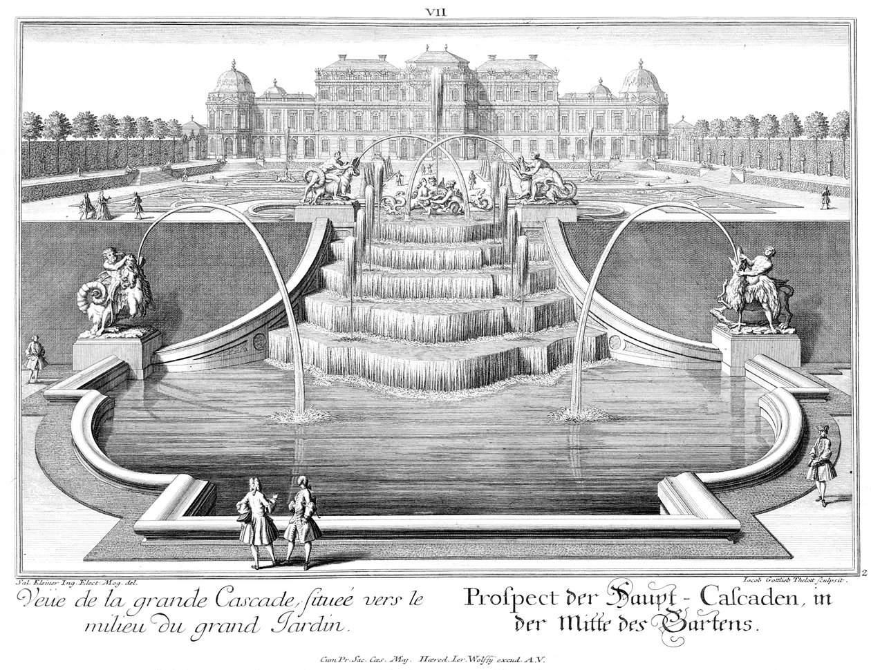 Perspective de la grande cascade - Salomon Kleiner