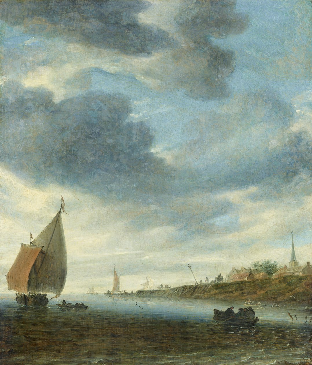 Eaux intérieures avec un voilier - Salomon van Ruysdael