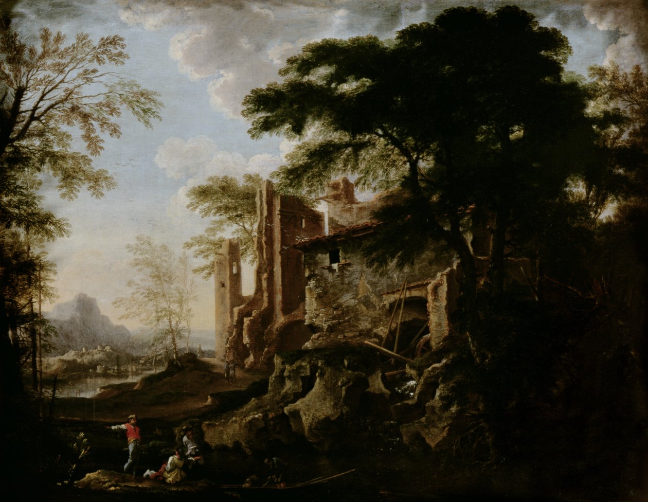 Paysage avec un moulin à eau - Salvator Rosa