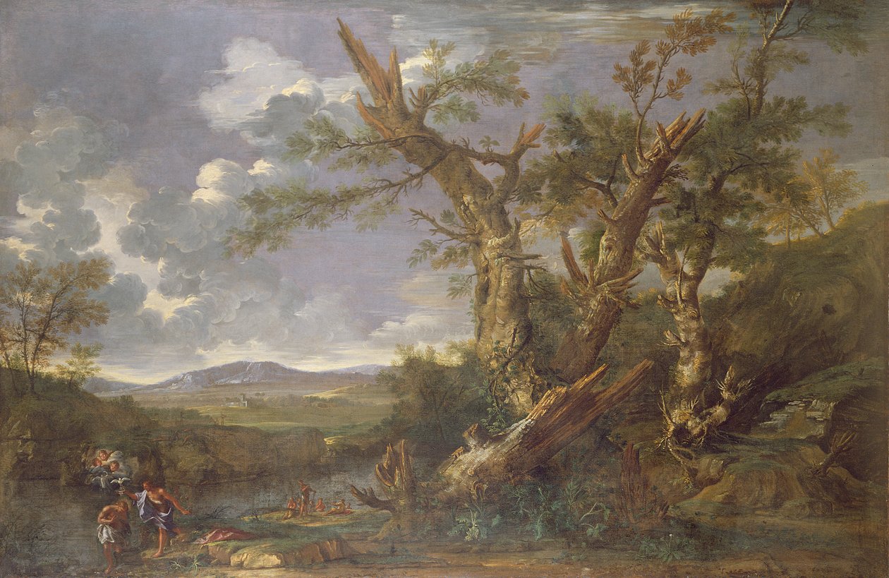 Paysage avec le baptême dans le Jourdain - Salvator Rosa