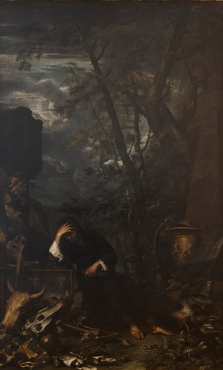 Démocrite en méditation - Salvator Rosa
