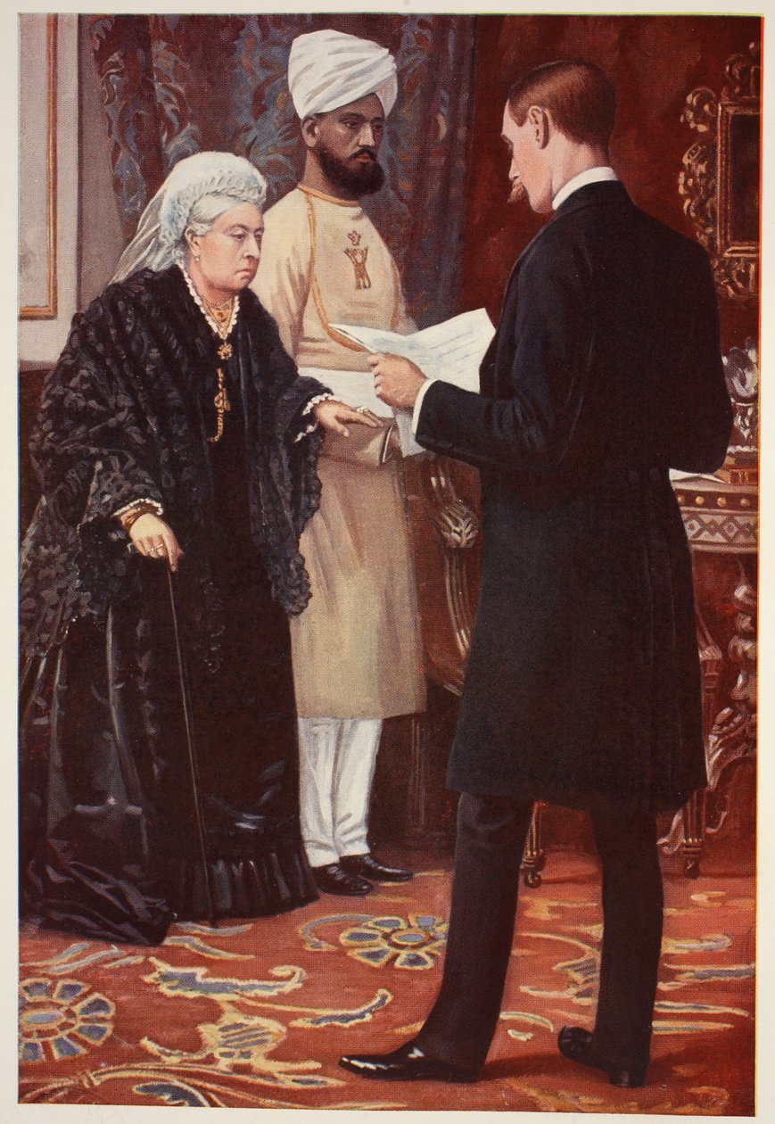 La reine écoutant une dépêche du front - Samuel Begg