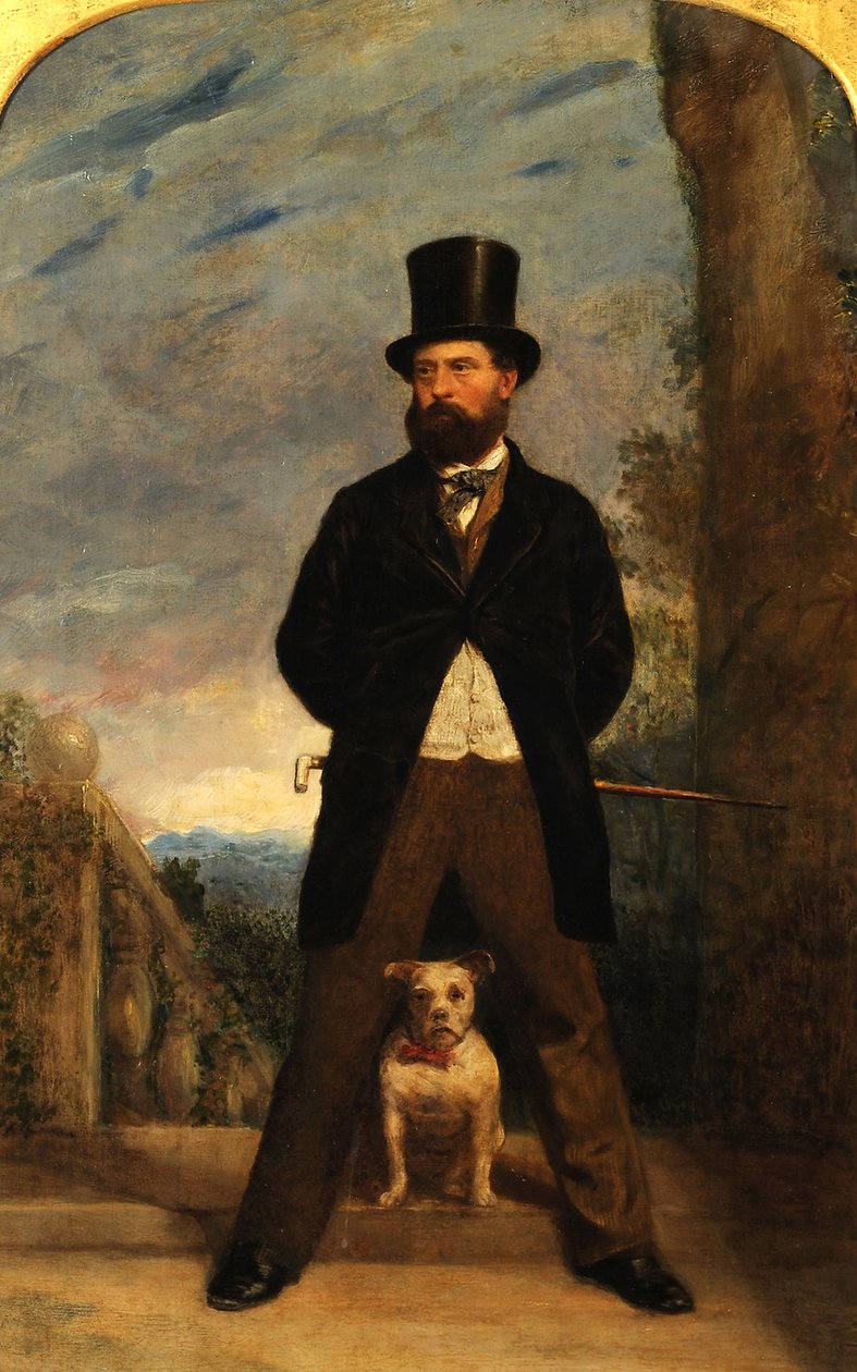 Autoportrait avec son chien, Madame Sacchi, c.1866 - Samuel Bough