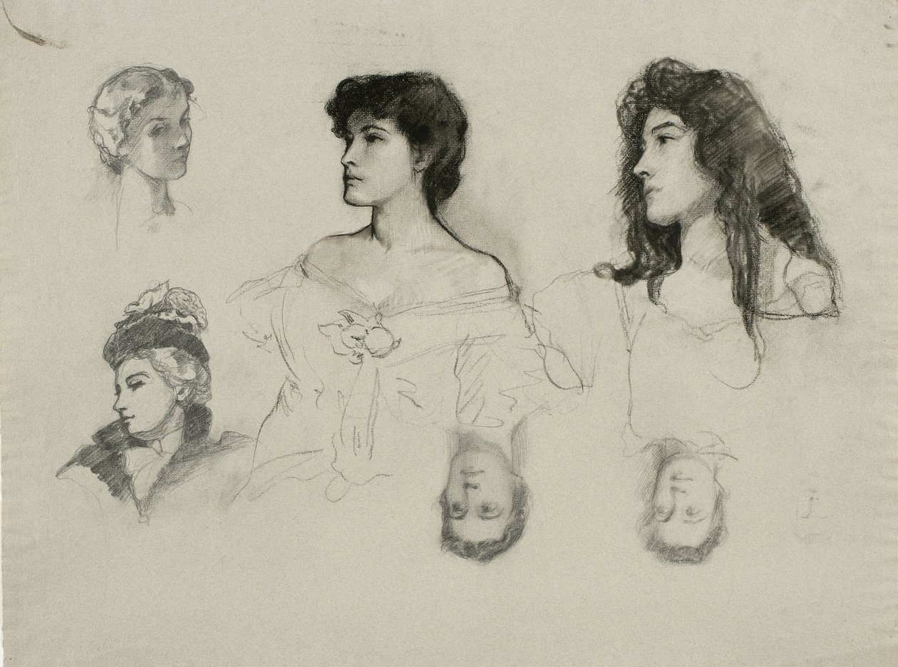 Esquisses de six têtes féminines - Samuel Isham