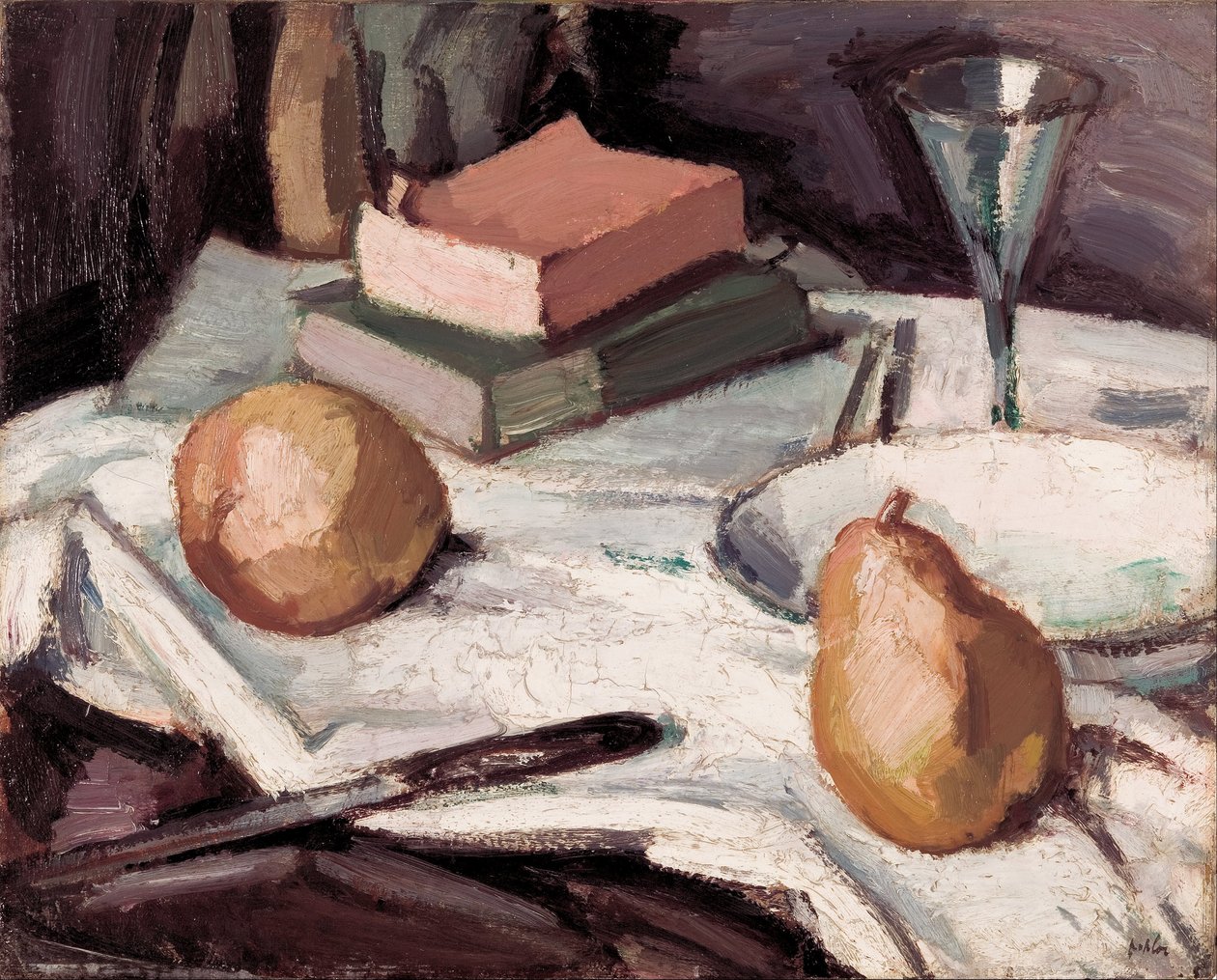 Nature morte avec des poires et un verre à vin - Samuel John Peploe