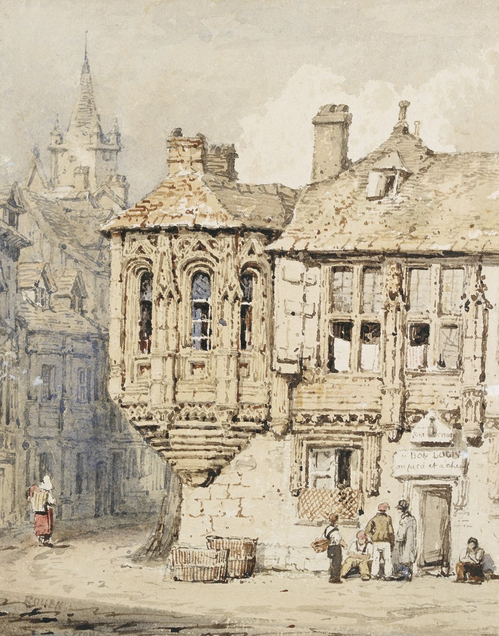 Scène de rue à Rouen - Samuel Prout