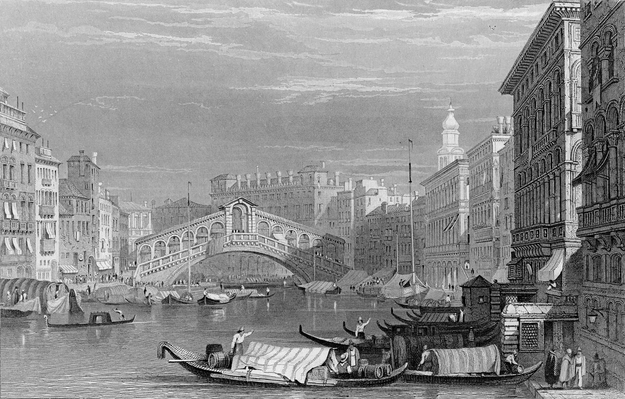 Le pont du Rialto, Venise, gravé par Edward Finden, vers 1830 - Samuel Prout