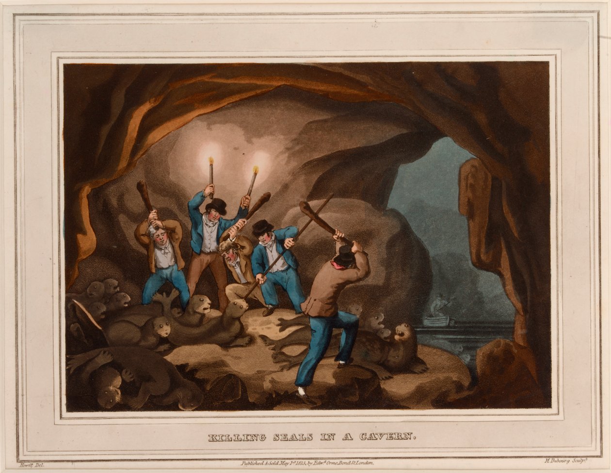 Chasse aux phoques dans une caverne - Samuel (after) Howitt
